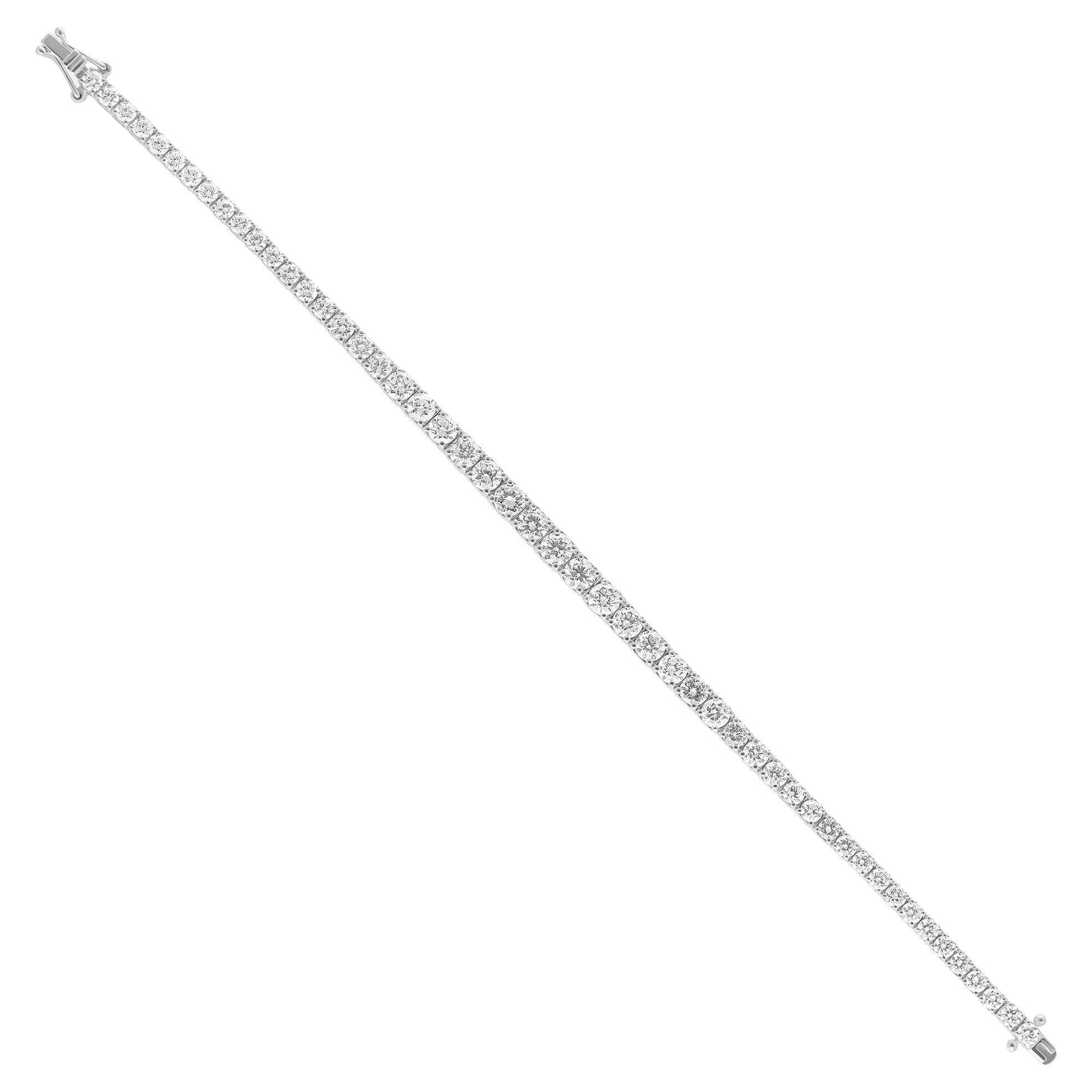 6.73Ct SI Claridad HI Color Diamante Graduado Pulsera de Tenis Oro Blanco 14k