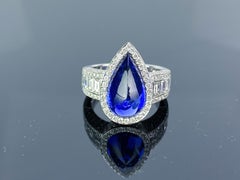 6.74 Carat Blue Ceylon Sapphire and Diamond Engagement Ring