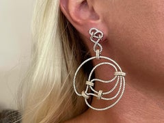 6.74 Carat Large Diamond Earrings in 18k White Gold with Rose Gold Accents