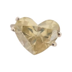 6.74 Carat Natural Fancy Light Yellow Heart Shape Diamond Ring IGI Certified