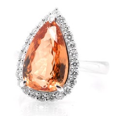Bague cocktail en platine avec topaze impériale naturelle de 6,74 carats et diamants