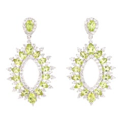 6.74 Carat Peridot White Topaz Silver Earrings