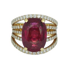 6.74 Carat Pink Tourmaline Split Shank Ring