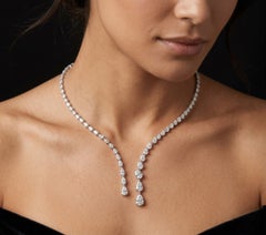 6.74 Ct Natural SI/H Diamond Collar Open Drop Necklace 14 Karat White Gold