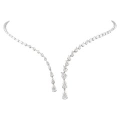 6.74 Ct Natural SI/H Diamond Collar Open Drop Necklace 14 Karat White Gold