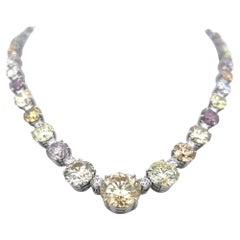 67,49 Carati Collana Riviera in platino con diamanti tondi, brillanti e multicolore