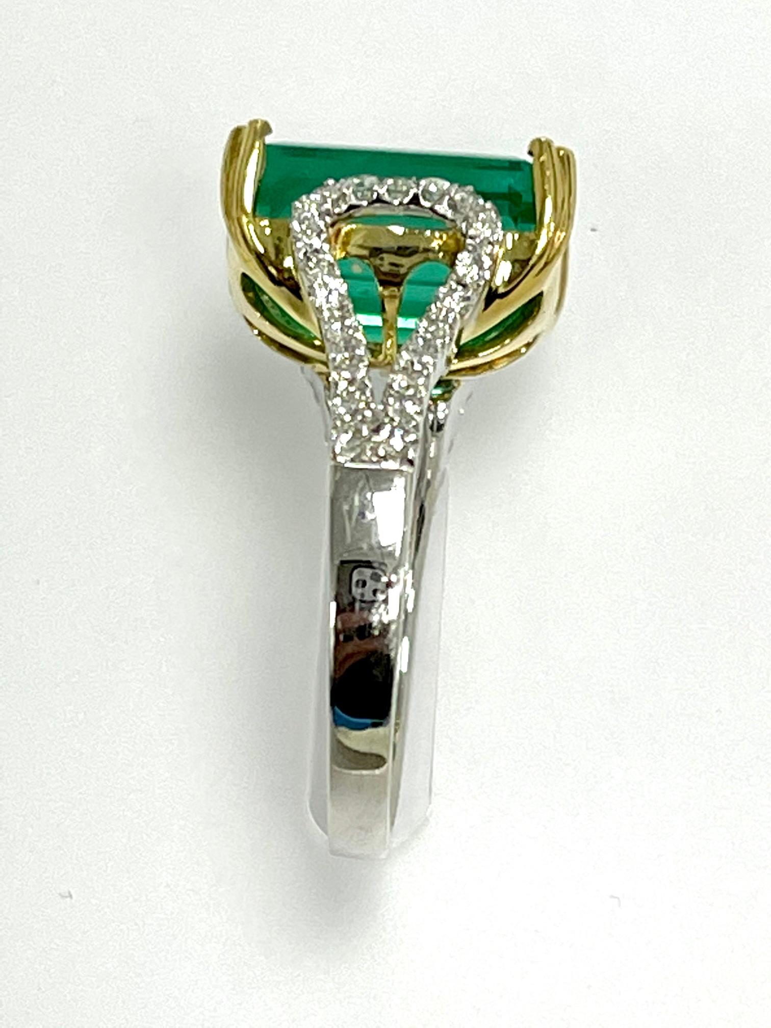 Modern 5.97 ct Carat Emerald Diamond Cocktail Ring For Sale