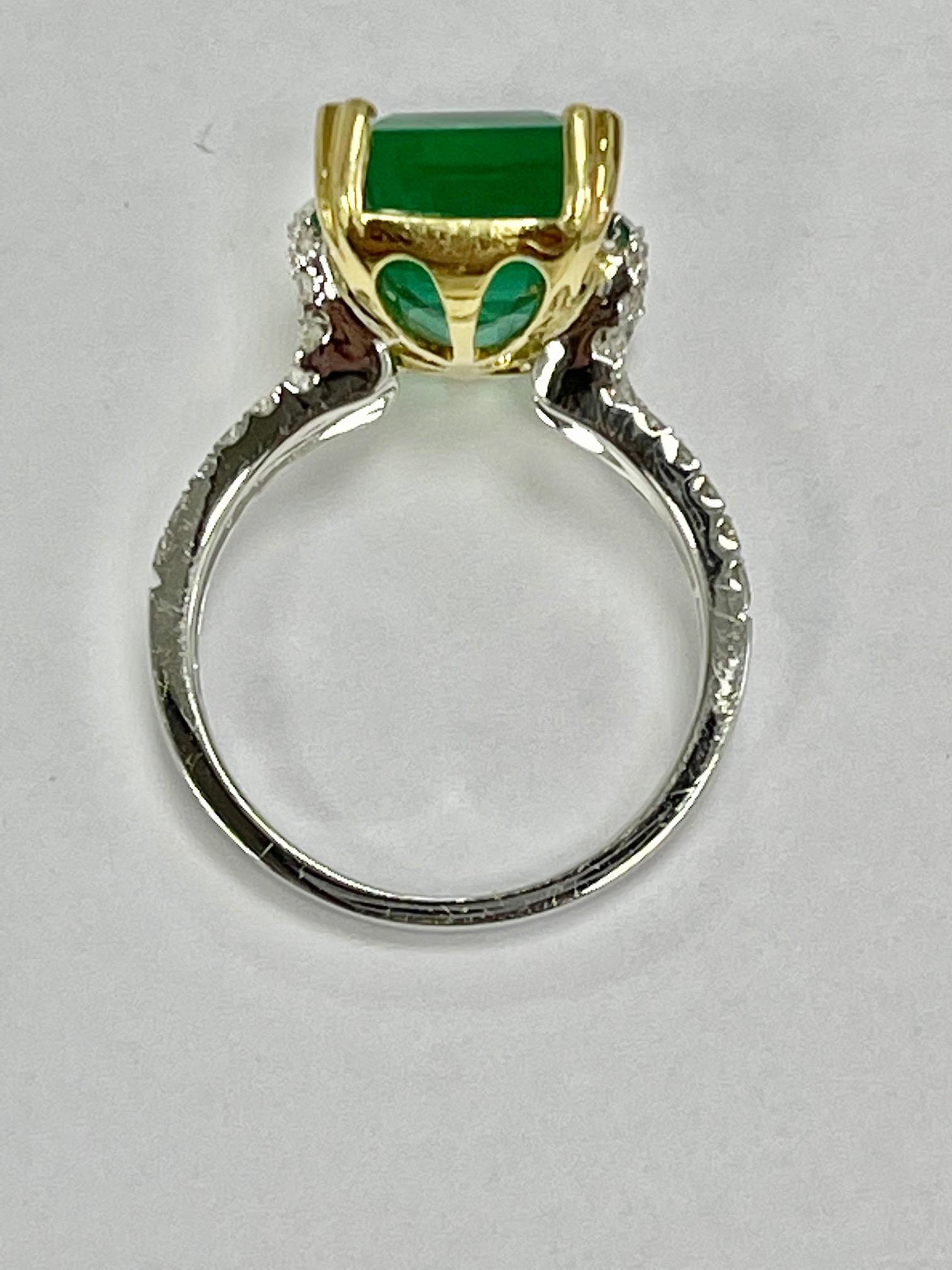 Emerald Cut 5.97 ct Carat Emerald Diamond Cocktail Ring For Sale