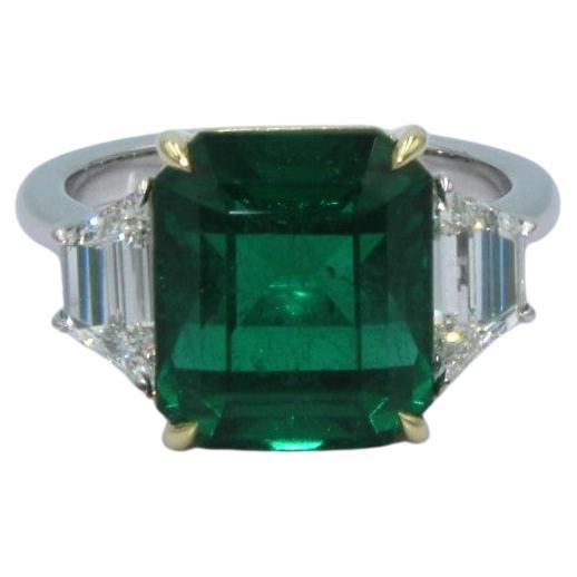 6.75 Carat Emerald & Diamond Ring  For Sale
