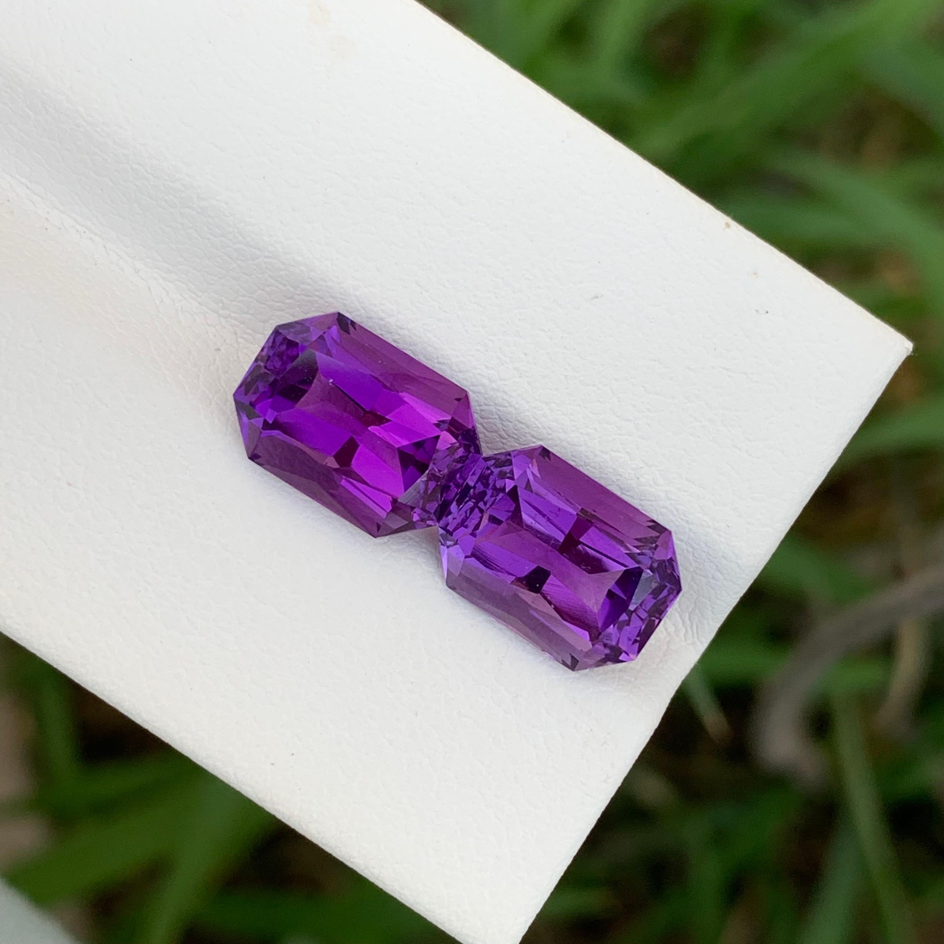 6,75 Karat natürlicher loser Amethyst Paar Smaragd Form Edelstein für die Schmuckherstellung im Angebot 1