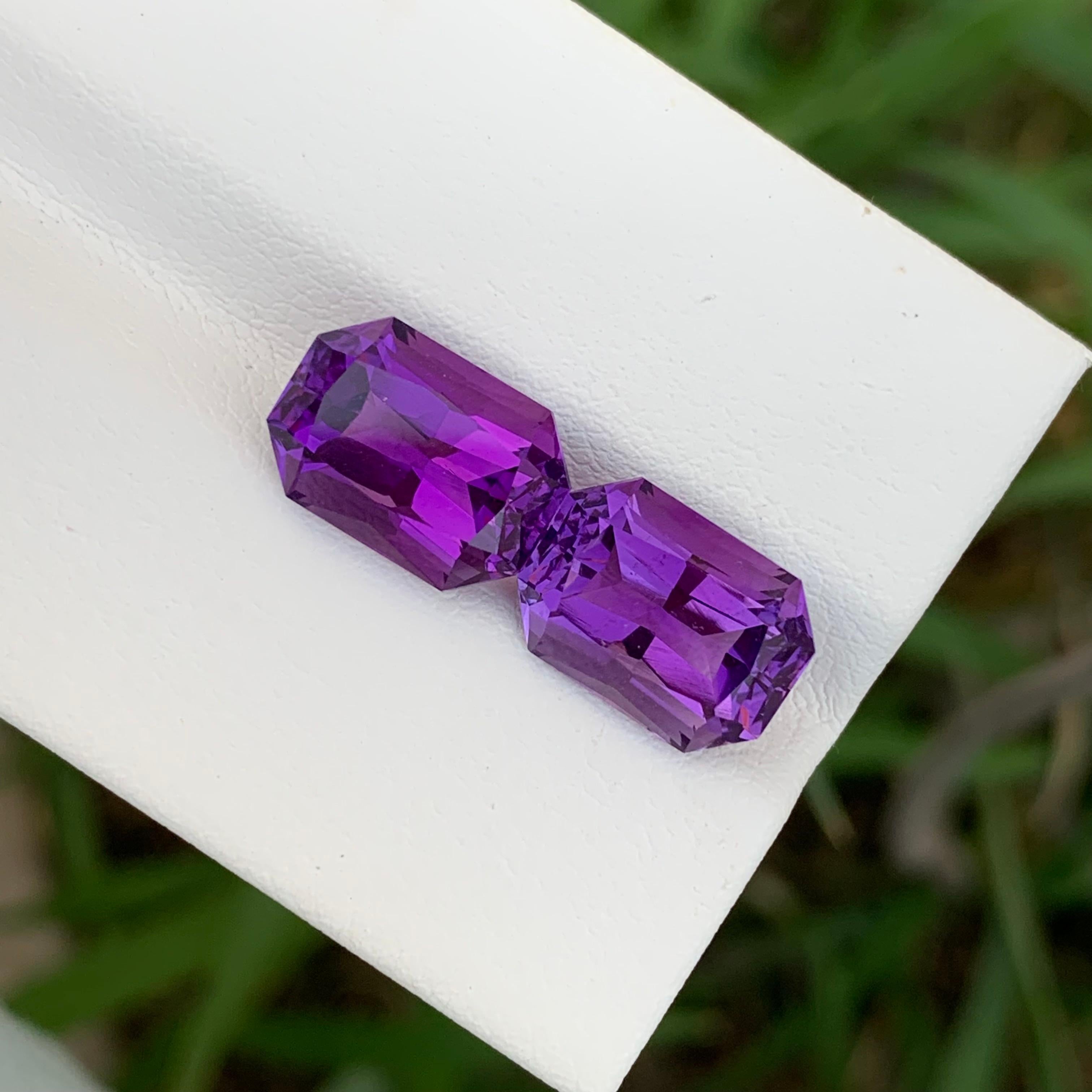 6,75 Karat natürlicher loser Amethyst Paar Smaragd Form Edelstein für die Schmuckherstellung im Angebot 2