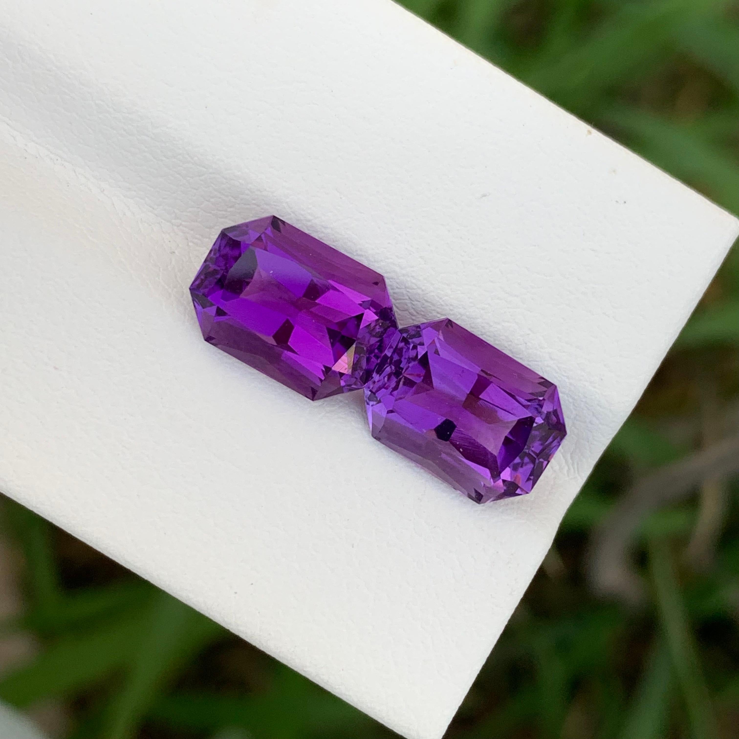 6,75 Karat natürlicher loser Amethyst Paar Smaragd Form Edelstein für die Schmuckherstellung im Angebot 3