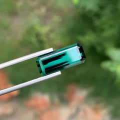 6.75 Carat Natural Loose Deep Lagoon Tourmaline Long Emerald Shape Gemstone