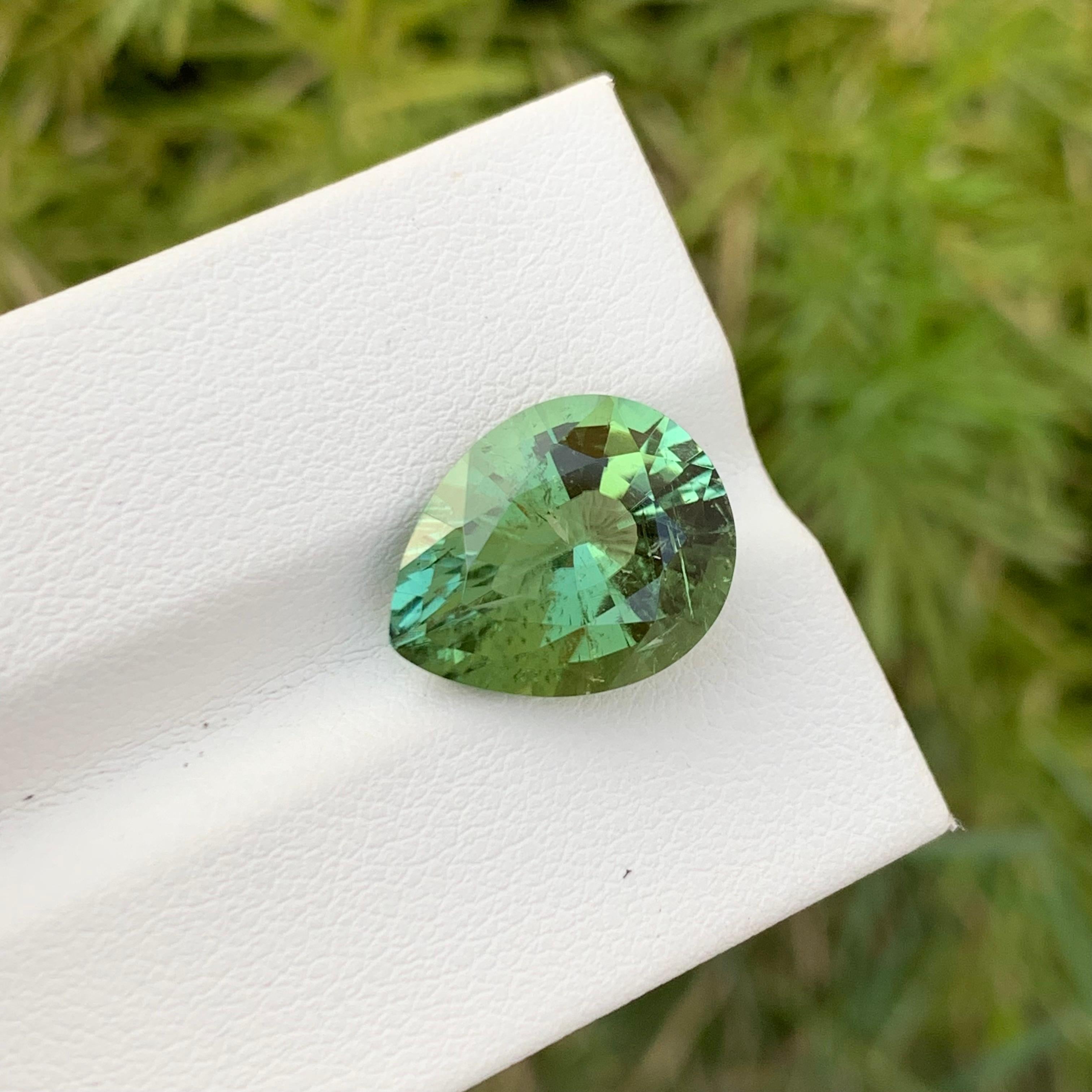 6.75 Carat Natural Loose Mint Green Tourmaline Pear Shape Gem From Afghanistan Neuf - En vente à Peshawar, PK