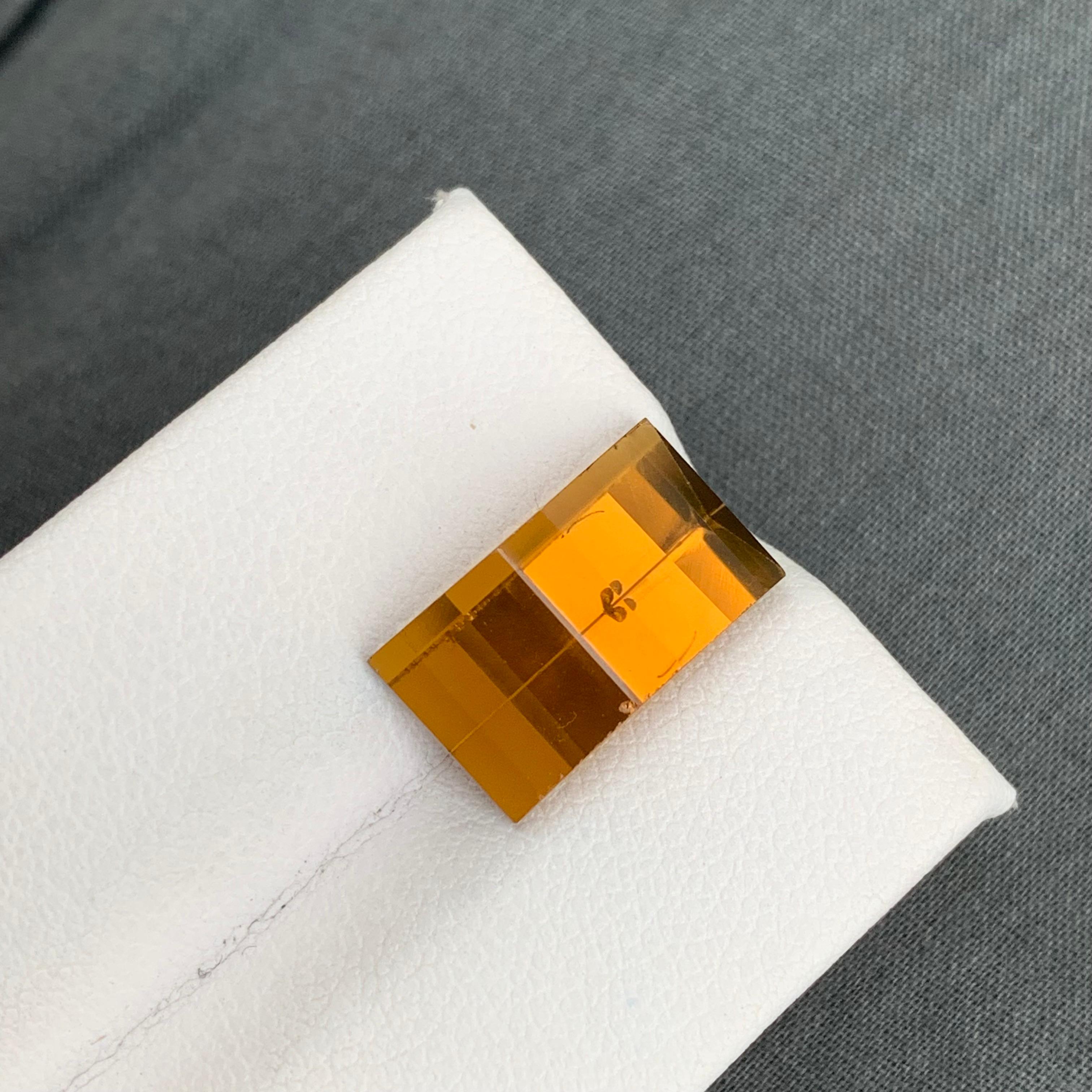 6.75 Carat Natural Loose Pixel Cut CItrine Gemstone From Brazil For Sale 3
