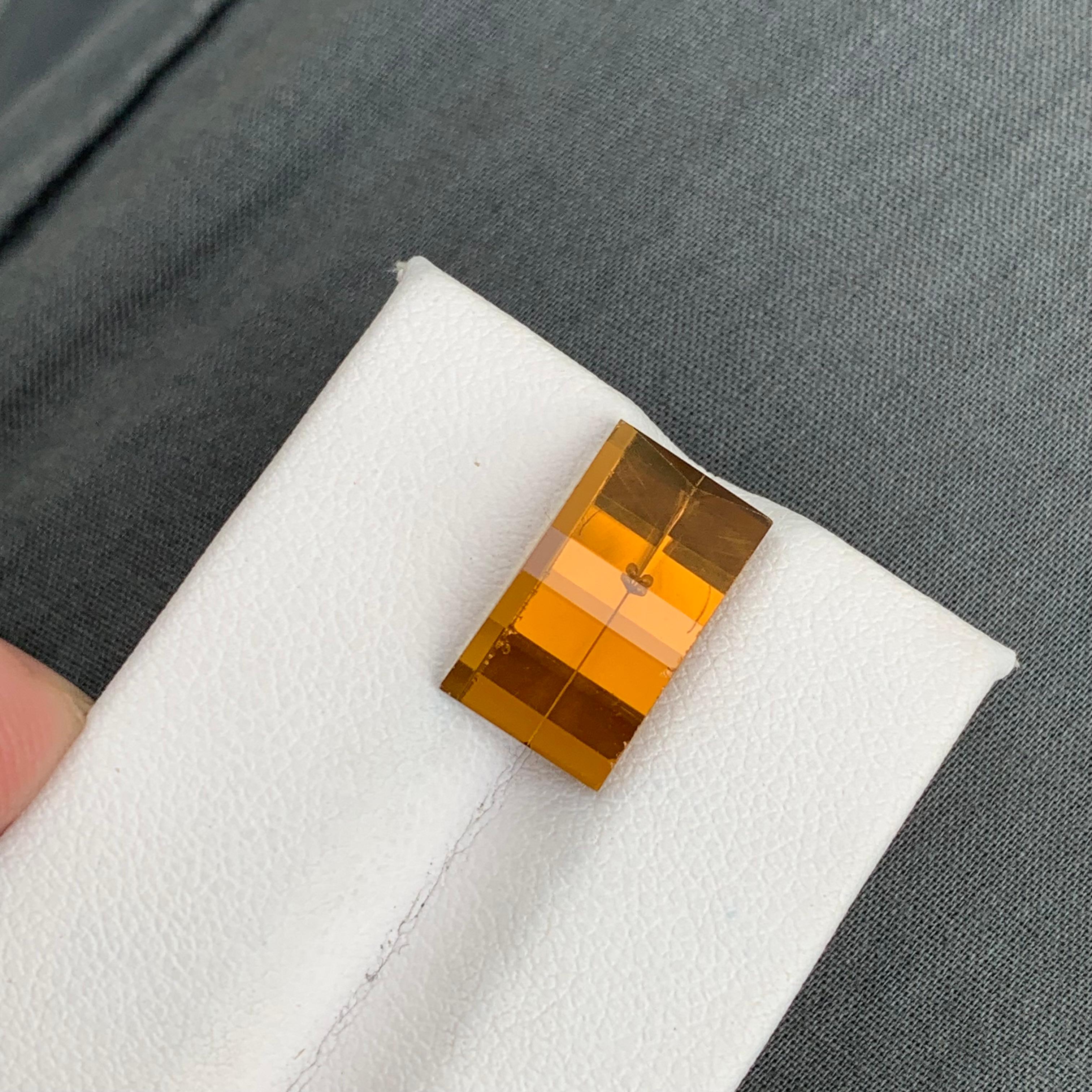 6.75 Carat Natural Loose Pixel Cut CItrine Gemstone From Brazil For Sale 4