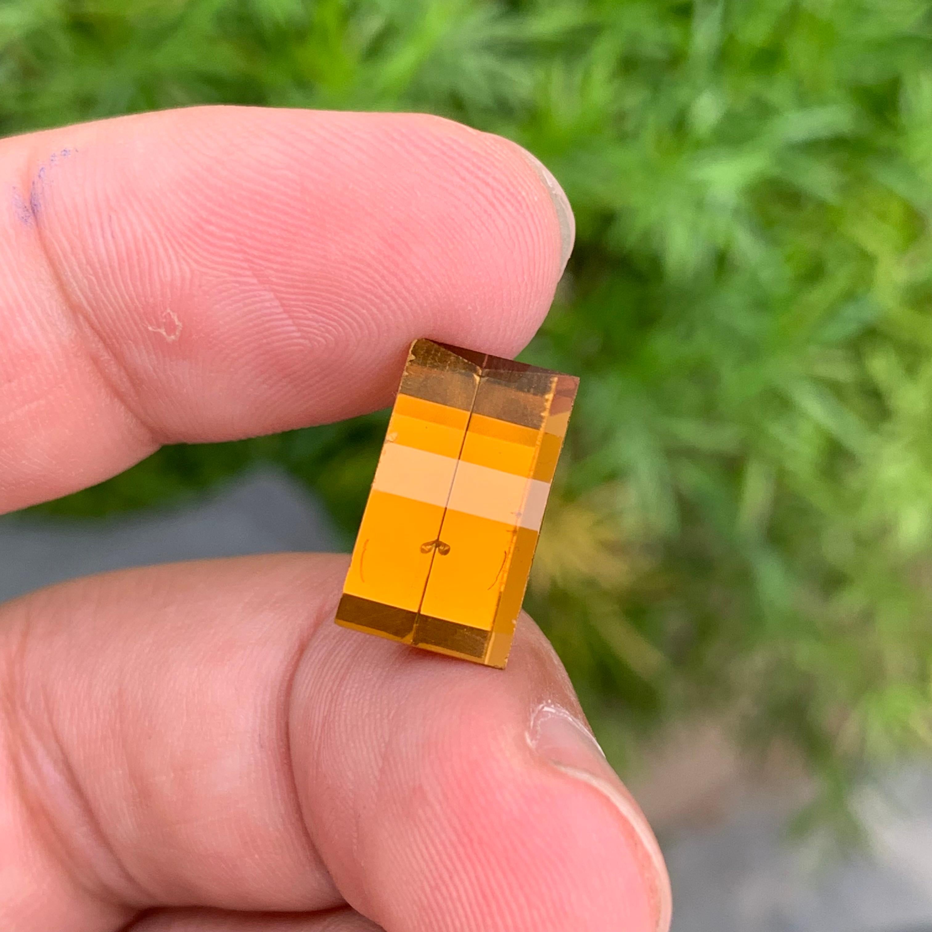 6.75 Carat Natural Loose Pixel Cut CItrine Gemstone From Brazil For Sale 1