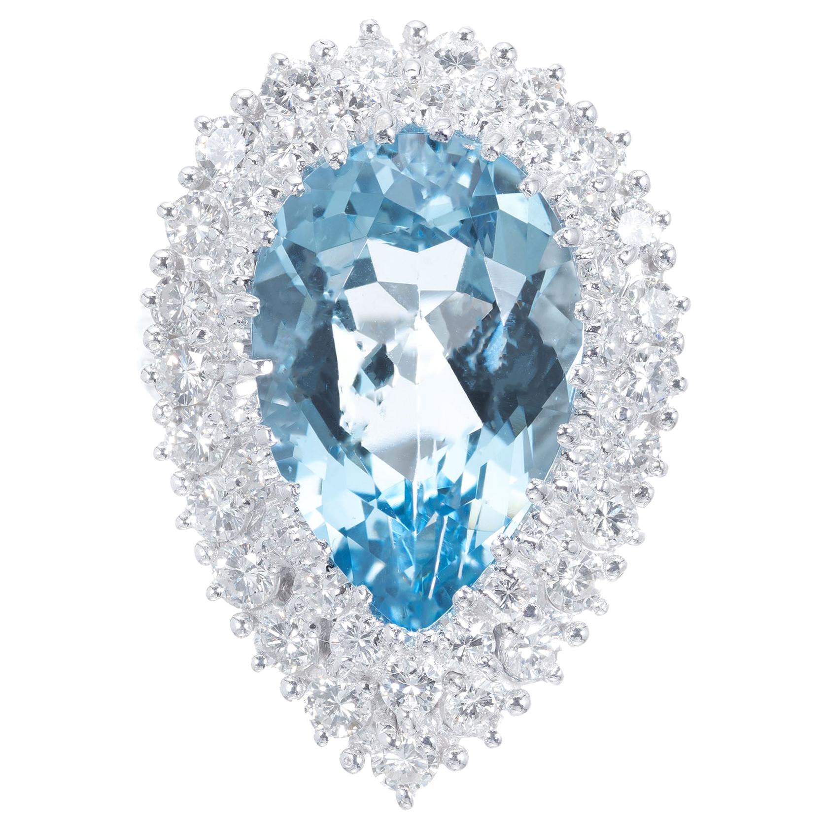 6 Carat Aquamarine Diamond Gold Ring For Sale at 1stDibs | 6 carat ...