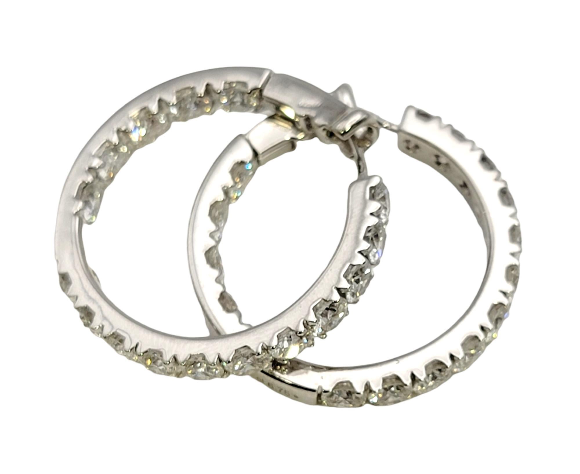 6.75 Carat Round Brilliant Diamond Inside-Out Hinged Hoop Earrings 18 Karat Gold For Sale 4