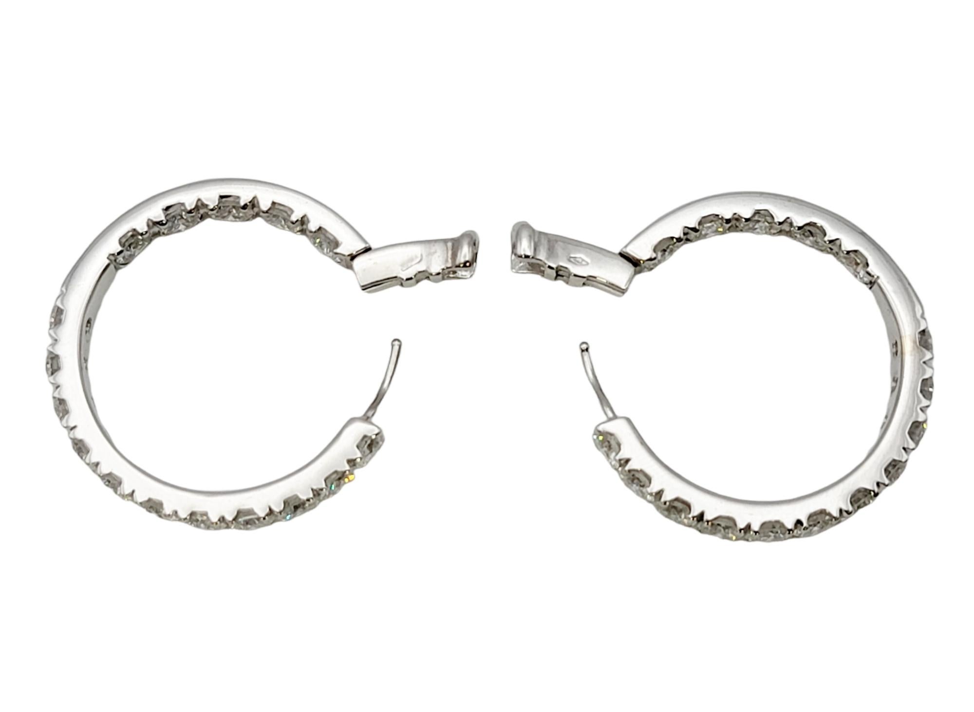 6.75 Carat Round Brilliant Diamond Inside-Out Hinged Hoop Earrings 18 Karat Gold For Sale 6