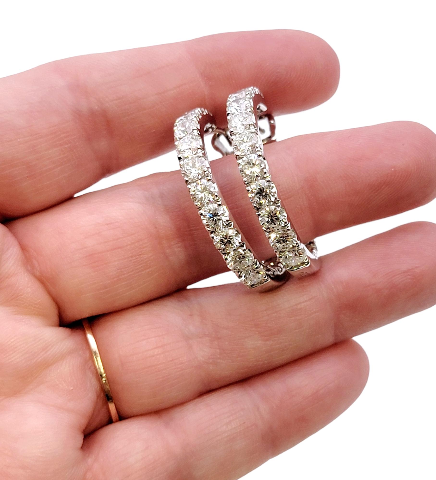 6.75 Carat Round Brilliant Diamond Inside-Out Hinged Hoop Earrings 18 Karat Gold For Sale 10