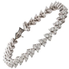 6.75 Carat Total Diamond Vintage Bracelet, 14 Karat Gold