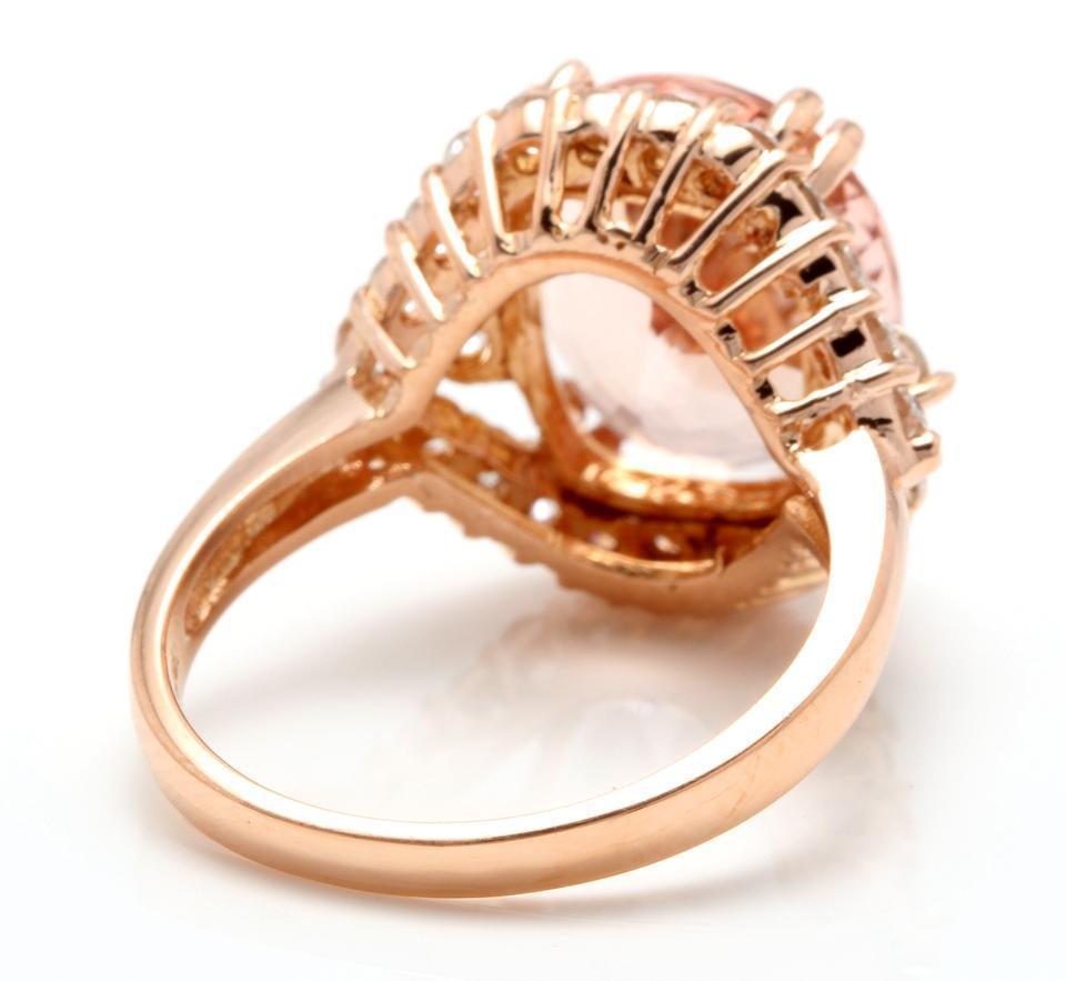 6.75 Carat Exquisite Natural Morganite and Diamond 18 Karat Solid Rose Gold Ring In New Condition For Sale In Los Angeles, CA