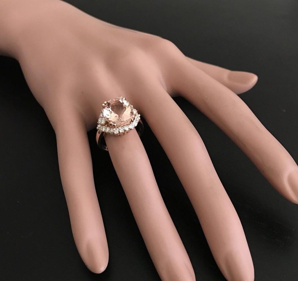 6.75 Carat Exquisite Natural Morganite and Diamond 18 Karat Solid Rose Gold Ring For Sale 2