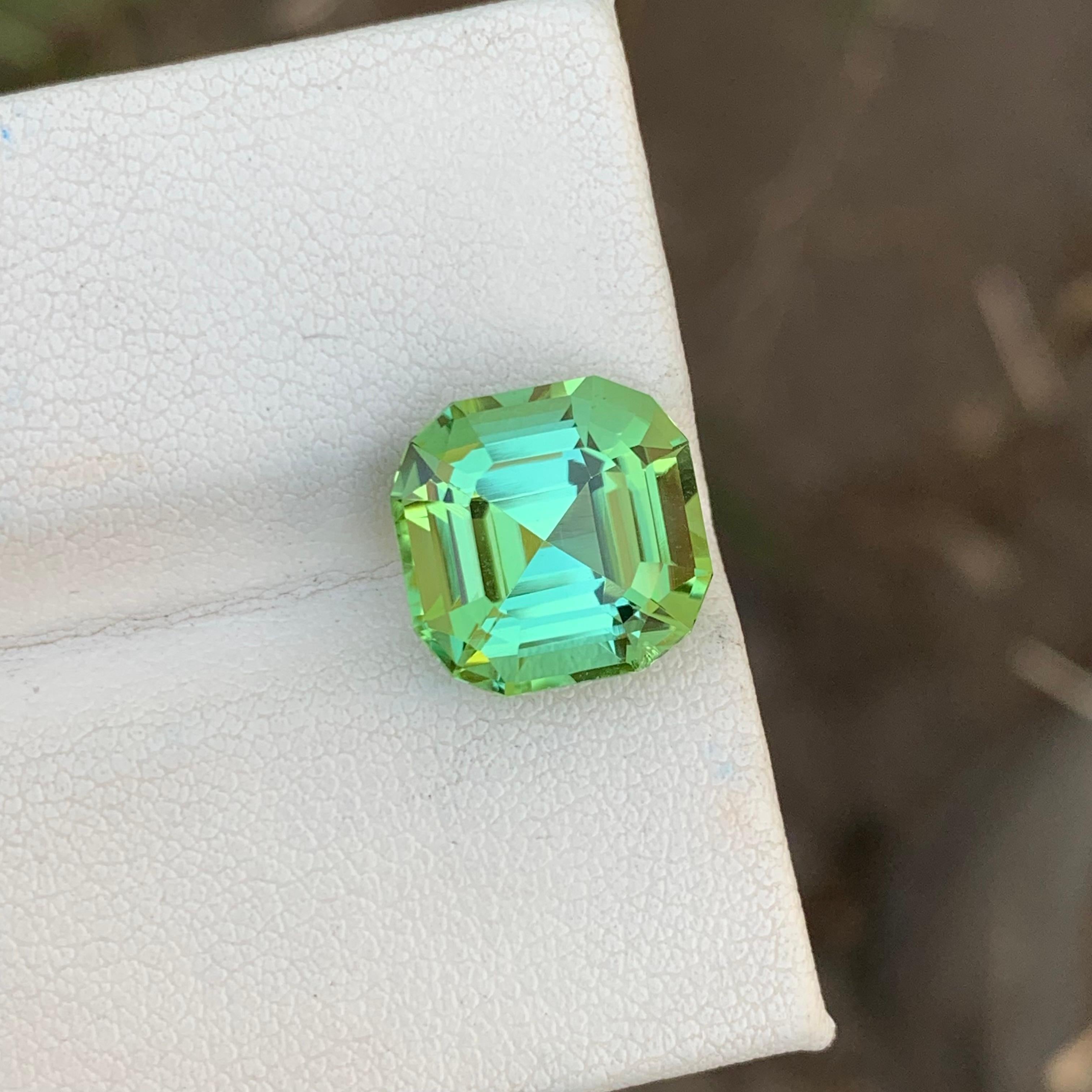 6.75 Carats Natural Loose Green Tourmaline With Lagoon Color Shade Asscher Cut In New Condition For Sale In Peshawar, PK