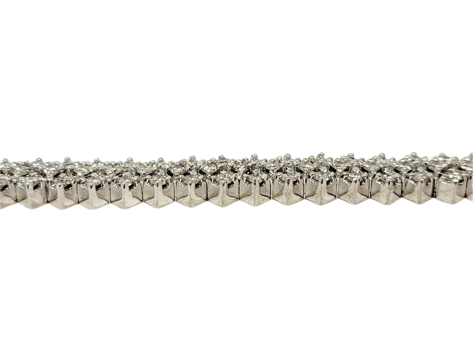 6,75 quilates de diamante redondo natural Chevron Pulsera Link de oro blanco de 14 quilates en venta 1