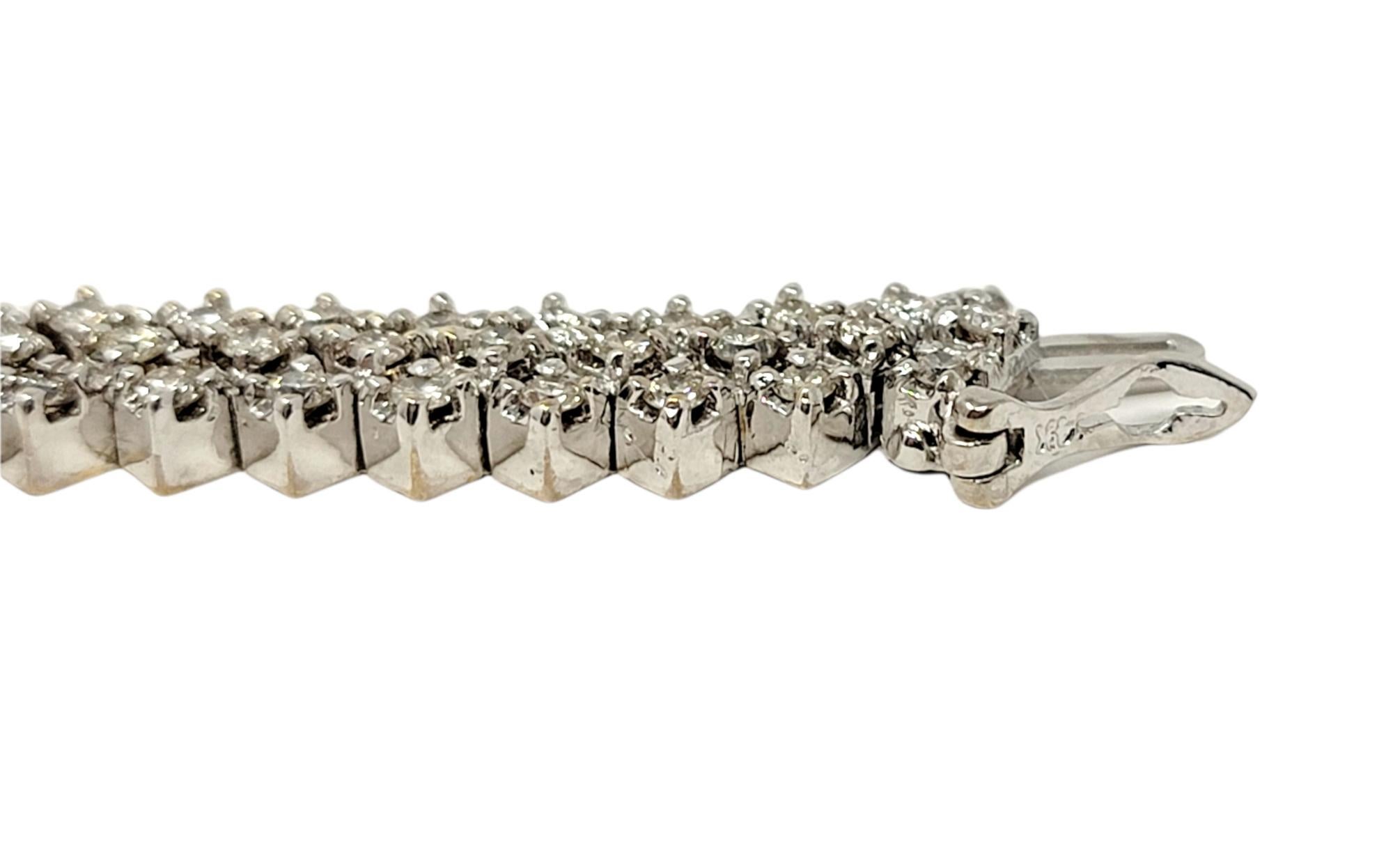 6,75 quilates de diamante redondo natural Chevron Pulsera Link de oro blanco de 14 quilates en venta 2