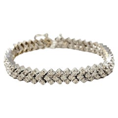 Bracelet à maillons à chevrons en or blanc 14 carats avec diamants ronds naturels de 6,75 carats