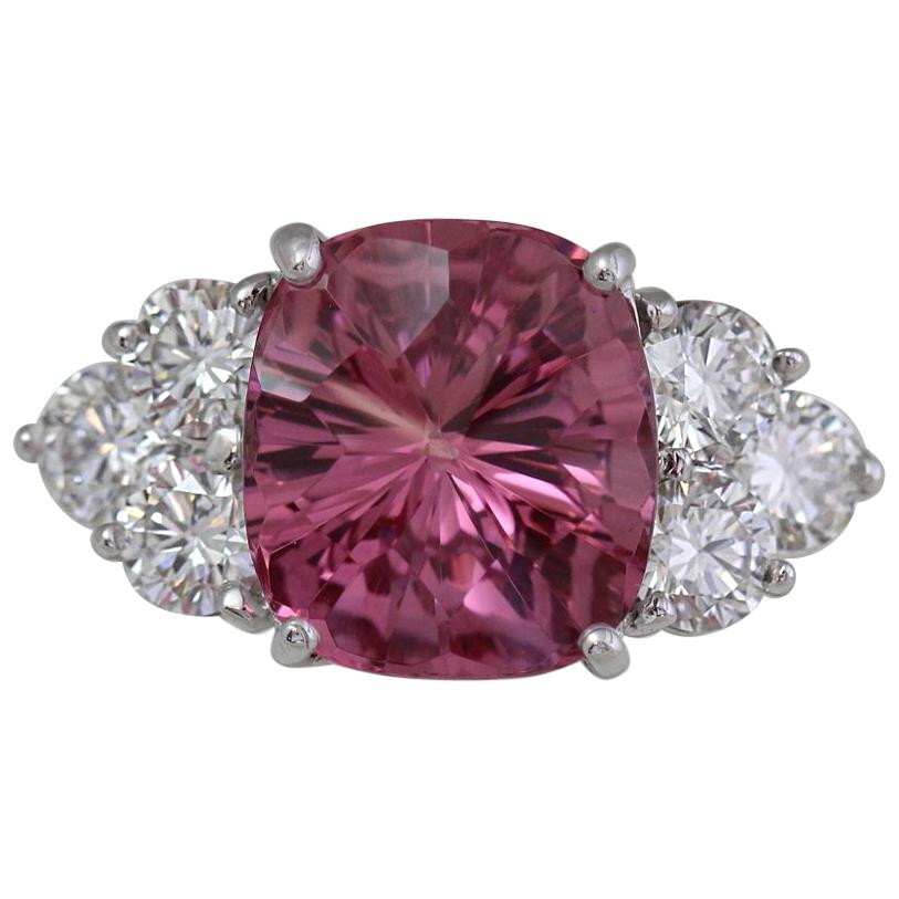 6.75 Ct Cushion Natural Pink Spinel & Diamond Custom Ladies Ring By Ben Dannie For Sale