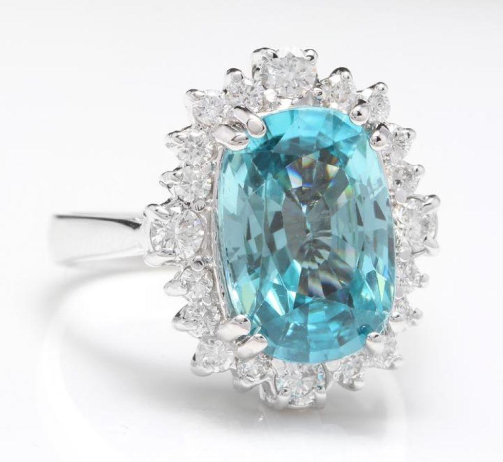 6.75 Karat natürlichen sehr schön aussehende Zirkon und Diamant 14K Solid White Gold Ring

Empfohlener Wiederbeschaffungswert: Ca. $7.300,00

Total Natural Cushion Cut Zirkon Gewicht ist: Ca. 6.00 Karat 

Zirkon Maße: Ca. 12,70 x 8,70 mm

Natürliche