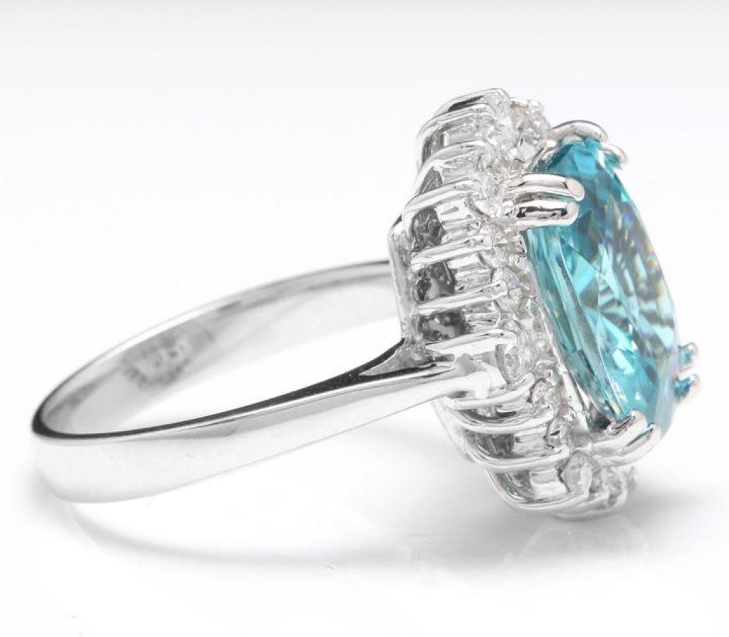 6.75 Ct Natural Very Nice Looking Zircon and Diamond 14K Solid White Gold Ring For Sale at 1stDibs hirajule jewelry website hirajule jewelry ring hirajule jewelry reviews