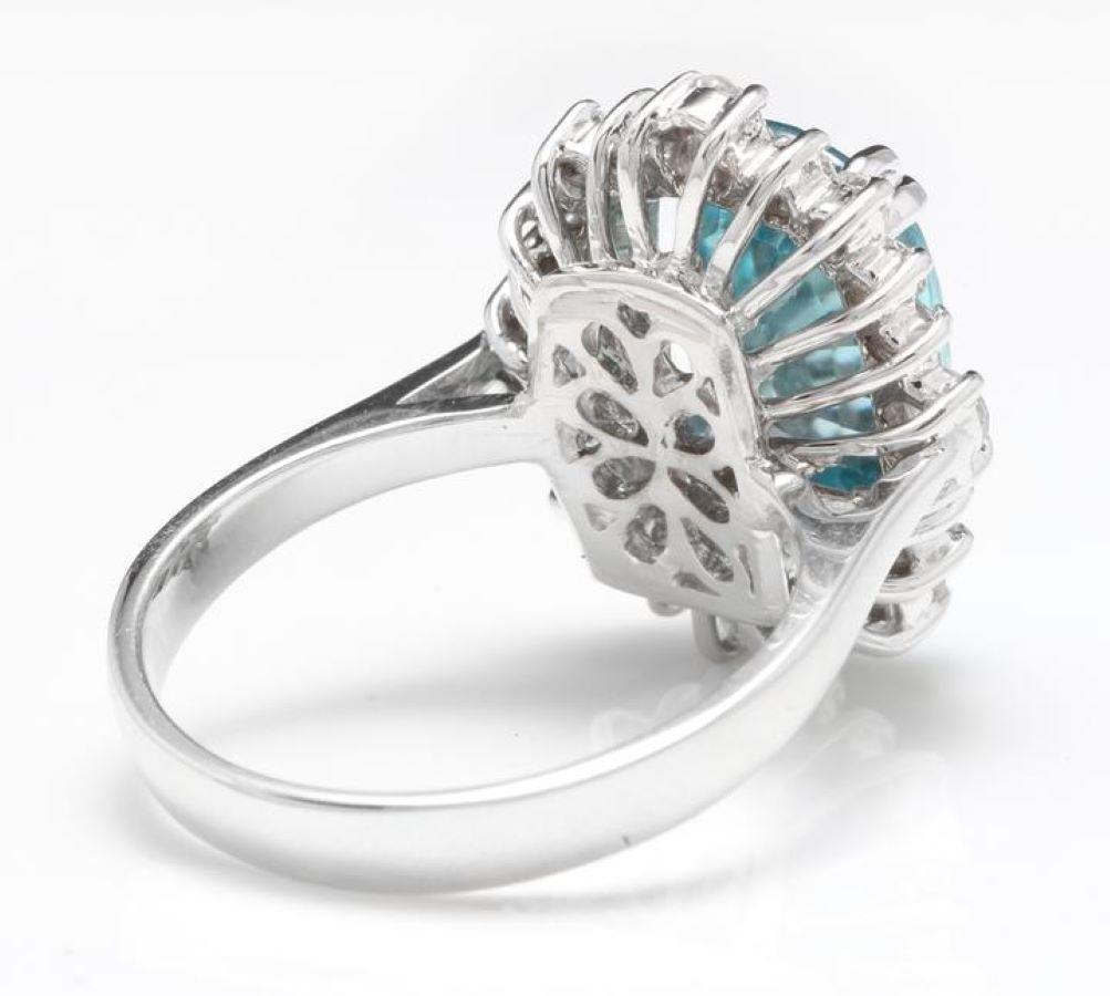 Ring aus 14 Karat massivem Weißgold mit 6,75 Karat natürlichem, sehr schönem Zirkon und Diamant im Zustand „Neu“ im Angebot in Los Angeles, CA