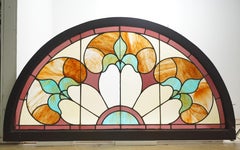 67.5 in. Wide Leaded Stained Glass Arched Window