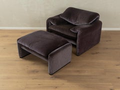 "675 MARALUNGA" armchair & Stool, Vico Magistretti, Cassina