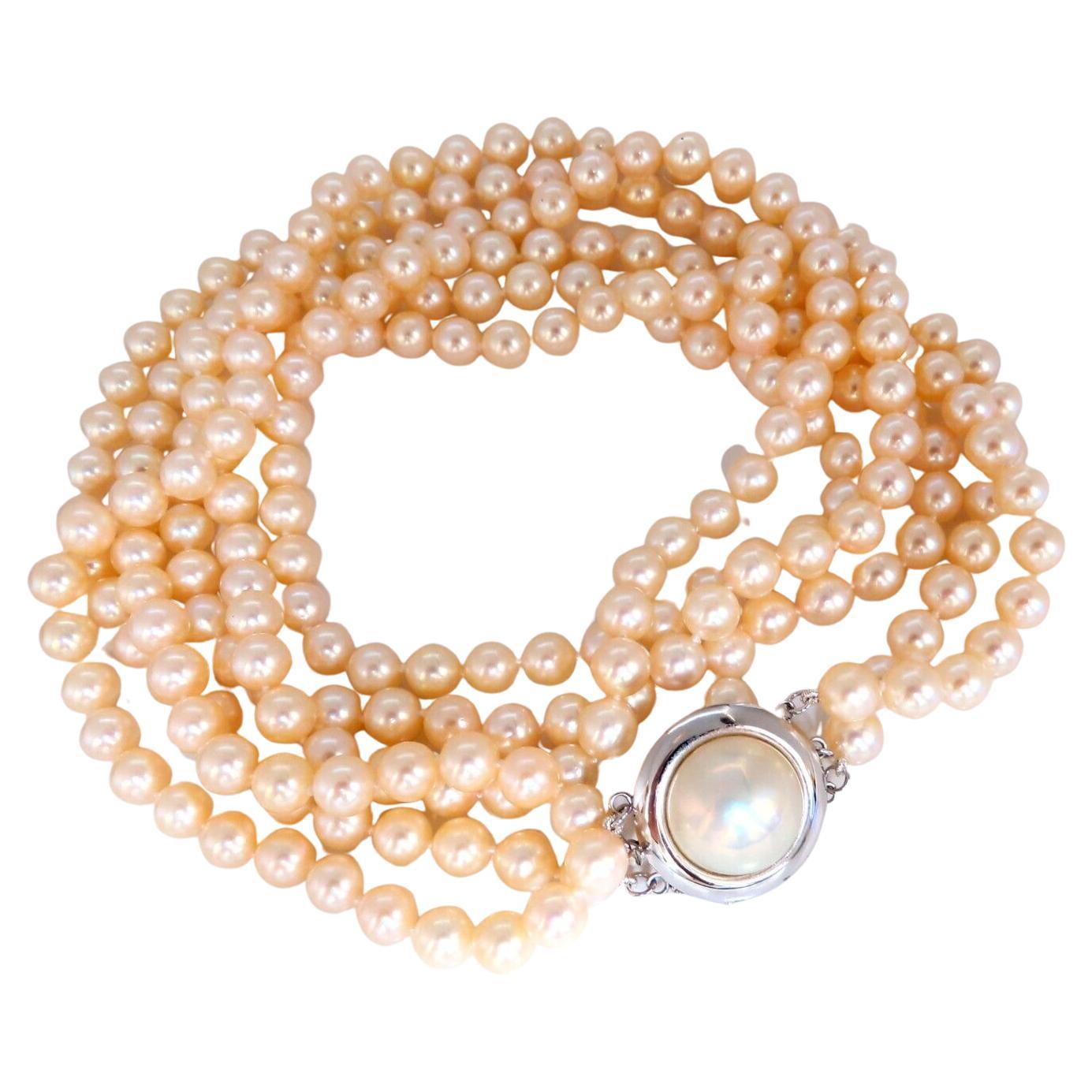 Natural Japanese Pearl & Mabe Pearl 14 Karat Necklace For Sale