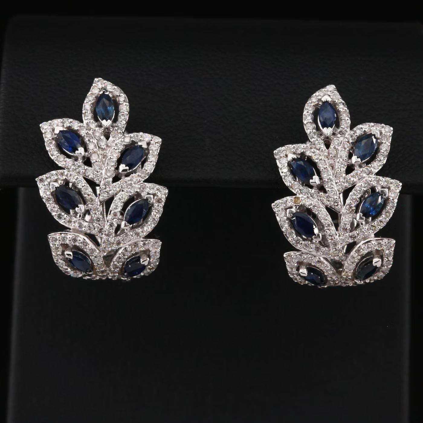 Effy designer Earrings, stamped and hallmarked EFFY 

Limited Edition EFFY ROYALE Bleu collection

NEW with Tags, Tag price $6750

2.74 CWT Natural Blue Sapphire and Diamond

14K White gold, stamped 14K

Comes with gift box