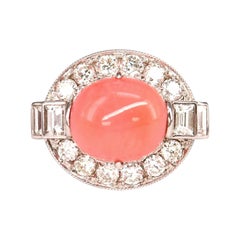 6.75 Carat Baby Pink Conch Pearl Diamond Engagement Ring
