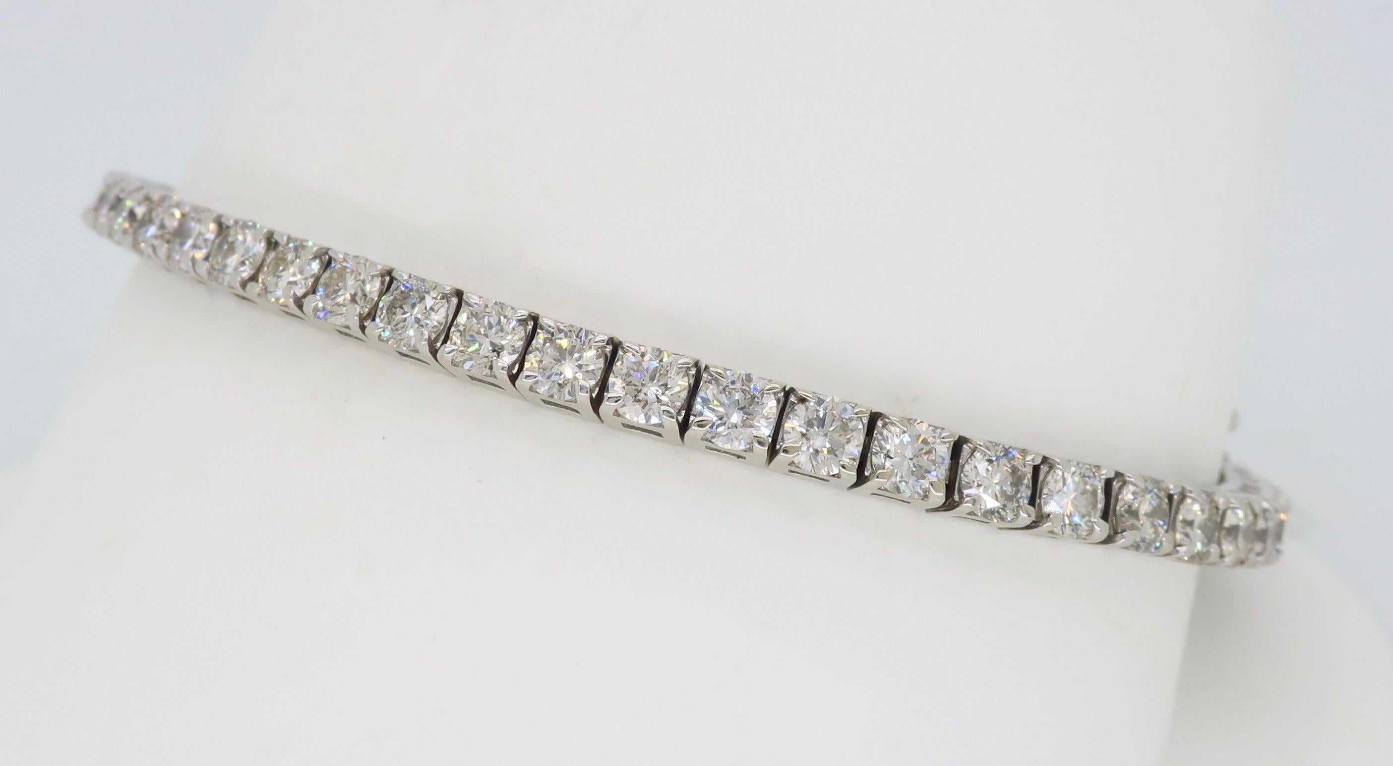 6.75 Carat Diamond Tennis Bracelet In New Condition In Webster, NY