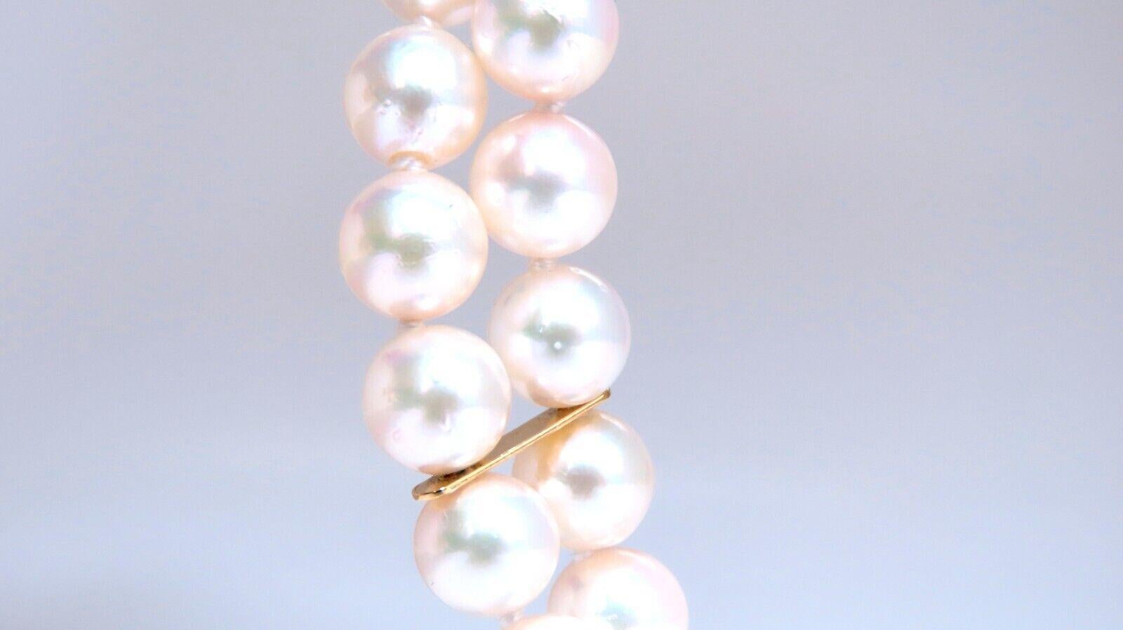 Akoya Pearls Pearls Double Stranded Bracelet 14kt Shell Twist Clasp In New Condition For Sale In New York, NY