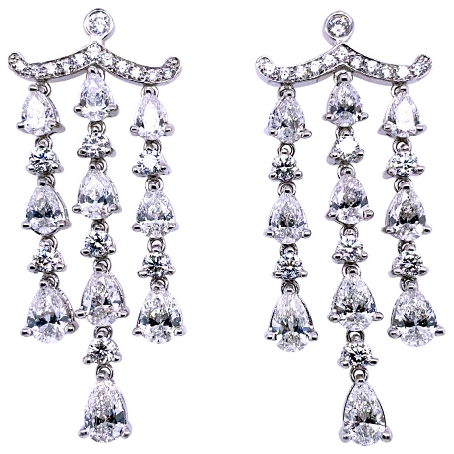 6.76 Carat 18 Karat Dangling Diamond Earrings For Sale