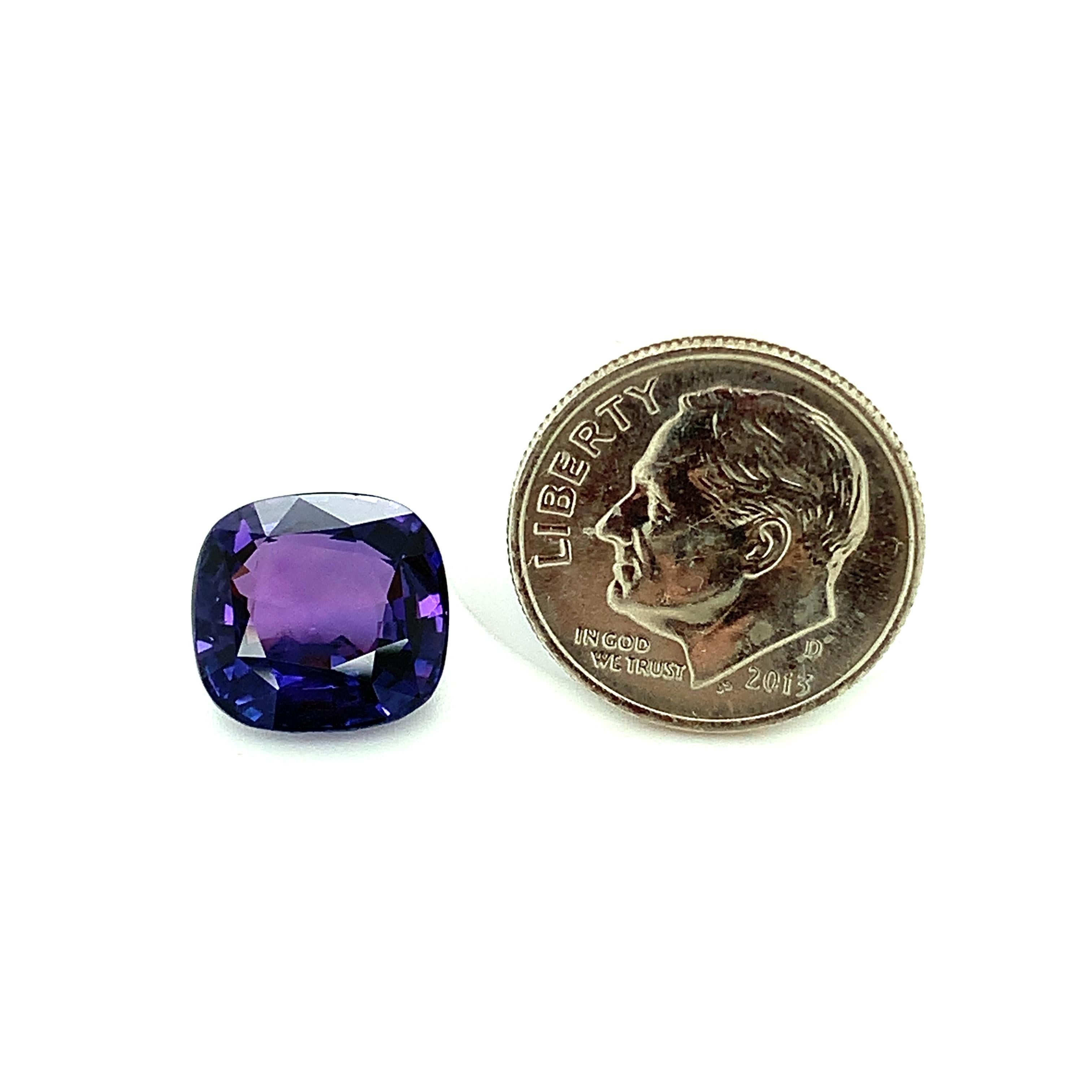 6.76 Carat Color Change Sapphire Cushion, Unset Loose Gemstone, GIA Certified 8