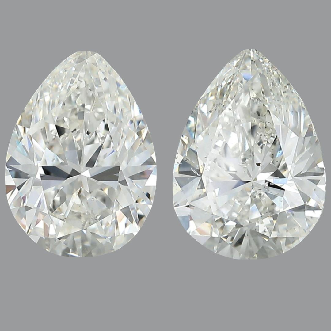 6.76 Carat Pair Of GIA Certified Pear Cut Diamonds - I Color SI1-SI2 Loose For Sale 6