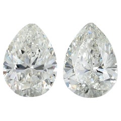 Paire de diamants taille poire de 6,76 carats certifiés GIA - couleur I SI1-SI2 en vrac