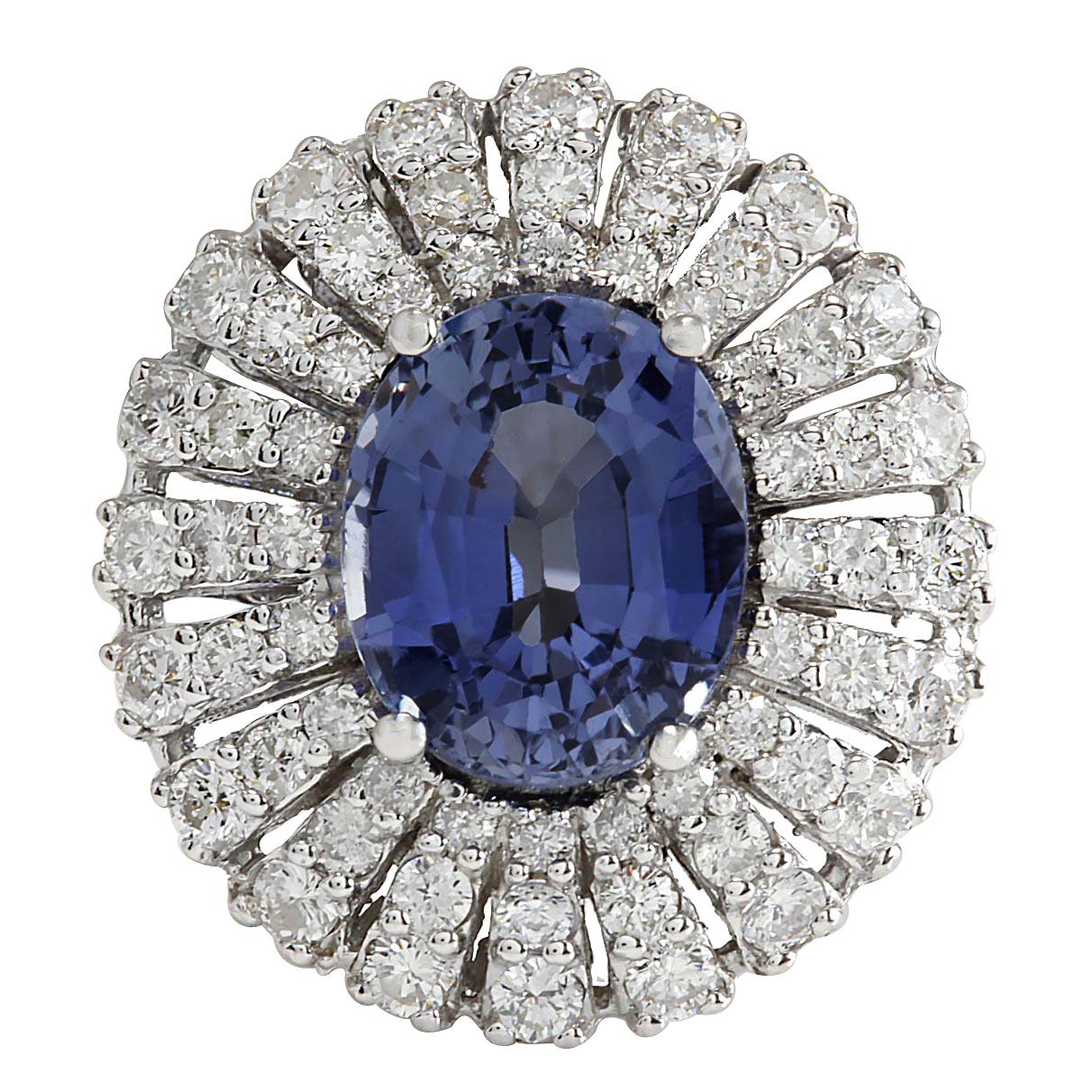 6.76 Carat Sapphire 18 Karat White Gold Diamond Ring