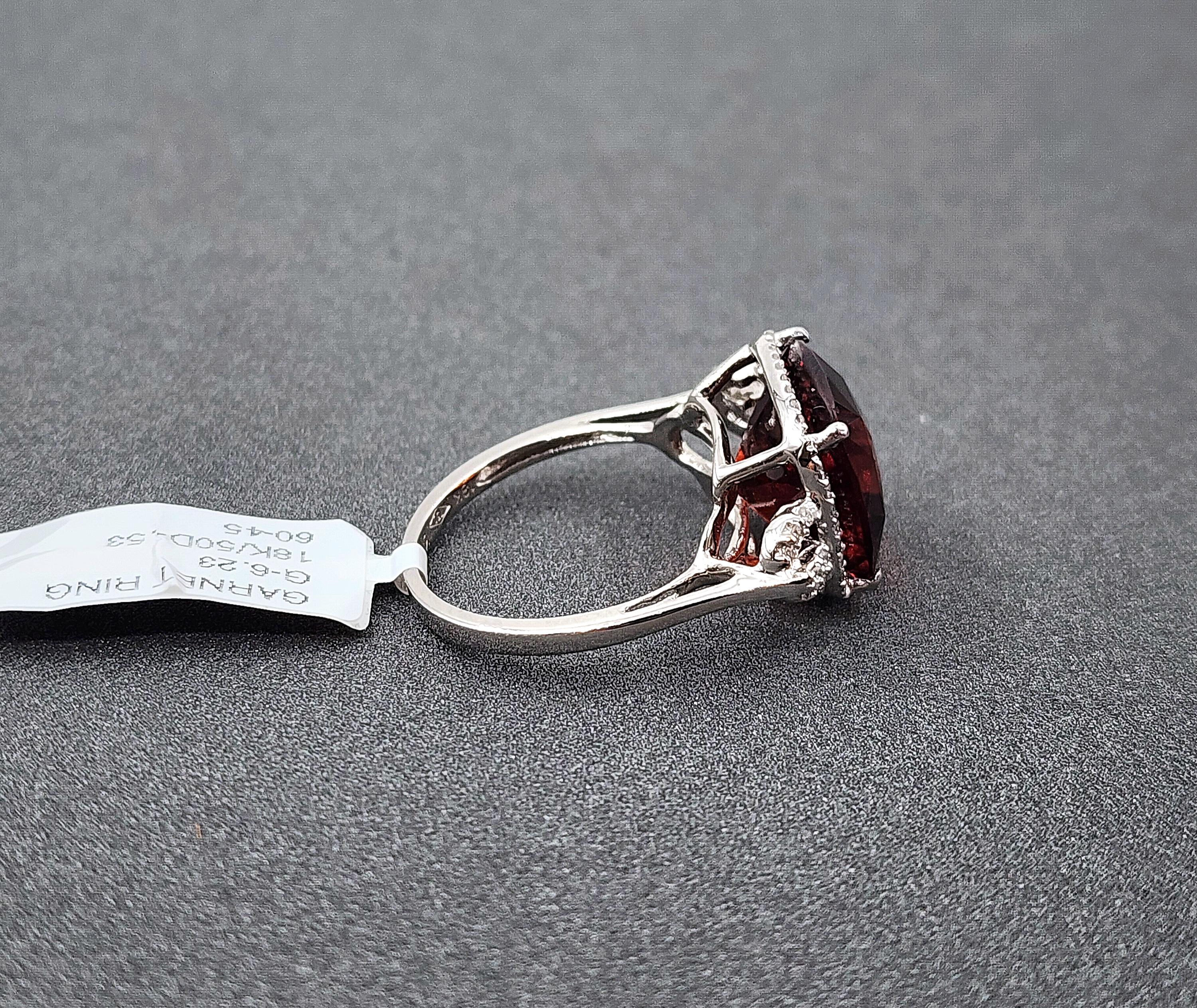 6.76 Karat natürlicher Granat & Diamantring für Damen oder Herren im Angebot