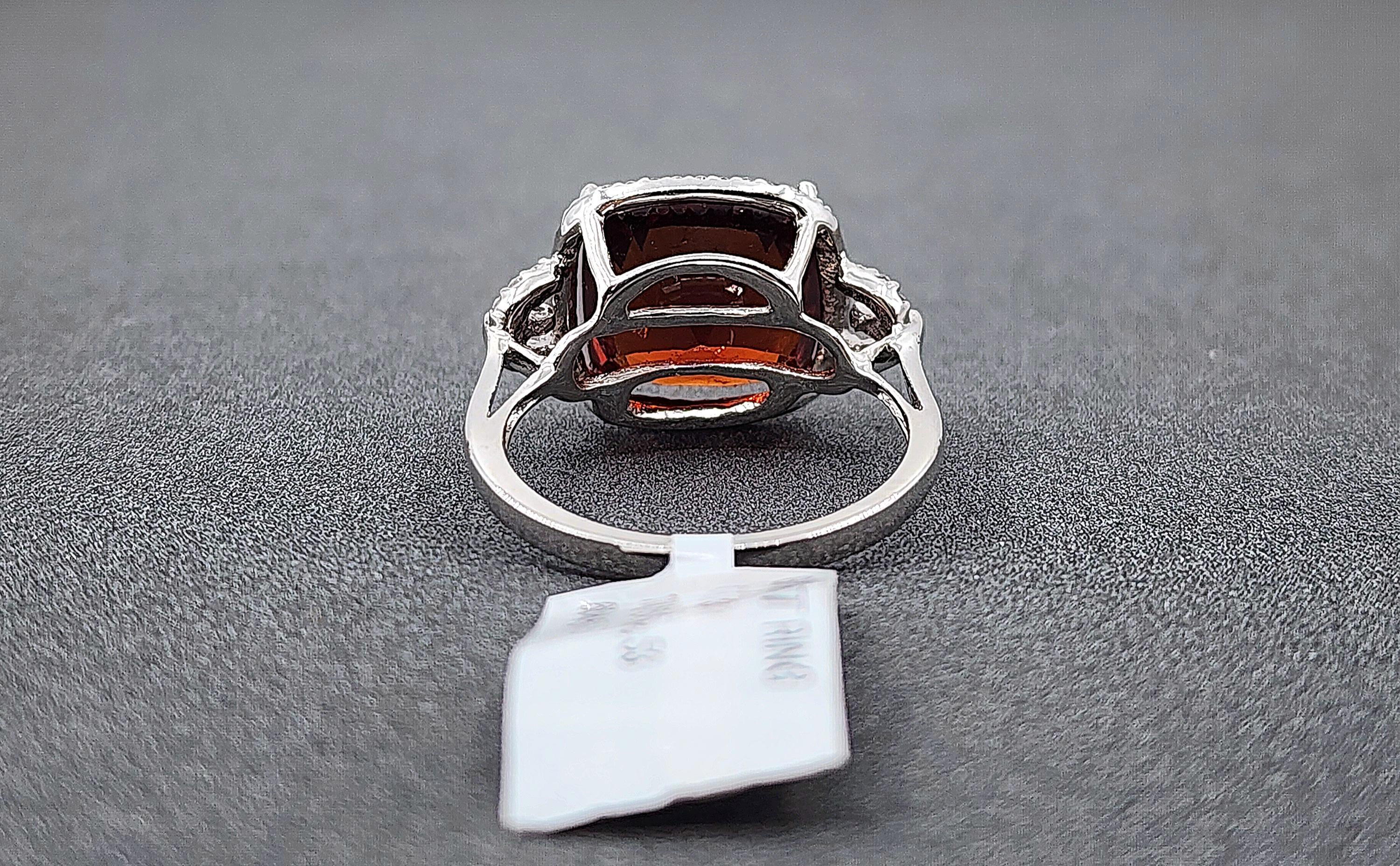 6.76 Karat natürlicher Granat & Diamantring im Angebot 2
